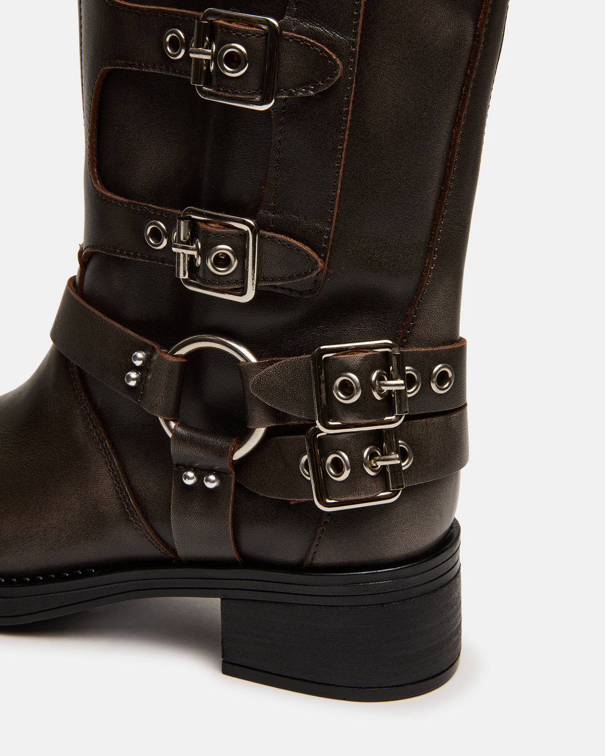 ROCKY Brown Distressed Wide Calf Knee-High Moto Women's Boot