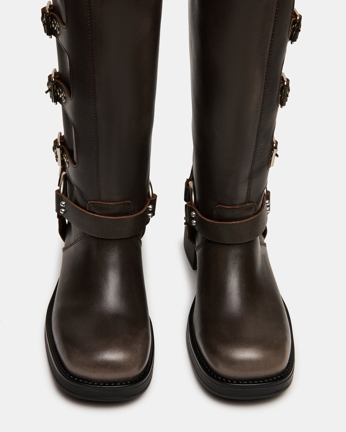ROCKY Brown Distressed Wide Calf Knee-High Moto Women's Boot