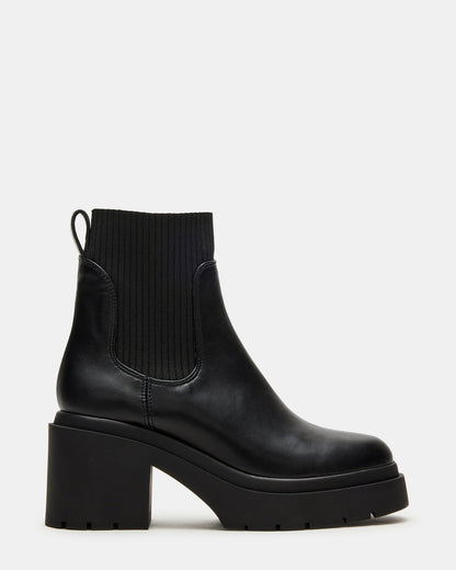 KOA Black Lug Sole Chelsea Women's Ankle Boot