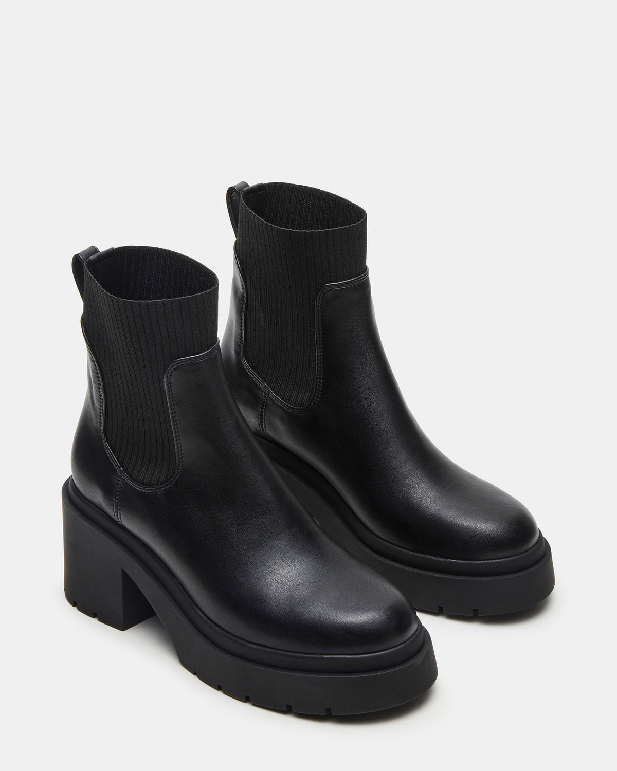 KOA Black Lug Sole Chelsea Women's Ankle Boot