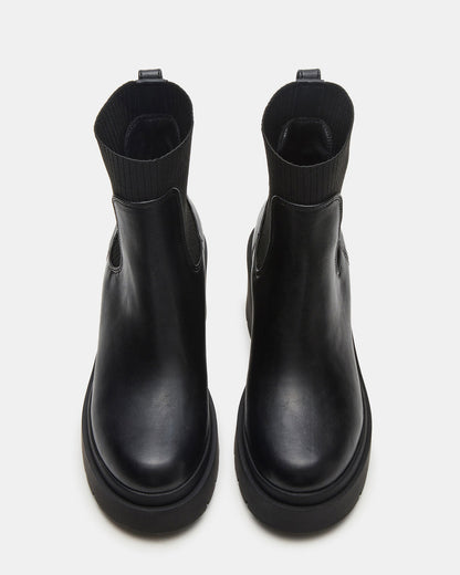 KOA Black Lug Sole Chelsea Women's Ankle Boot