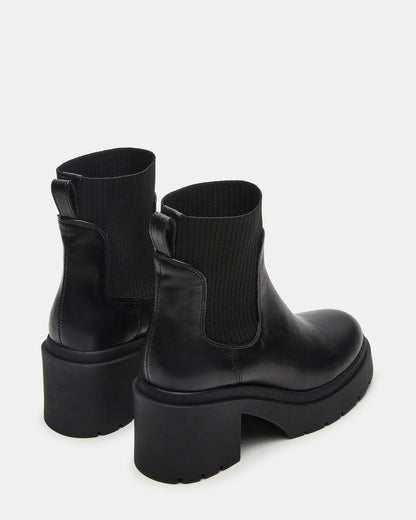 KOA Black Lug Sole Chelsea Women's Ankle Boot