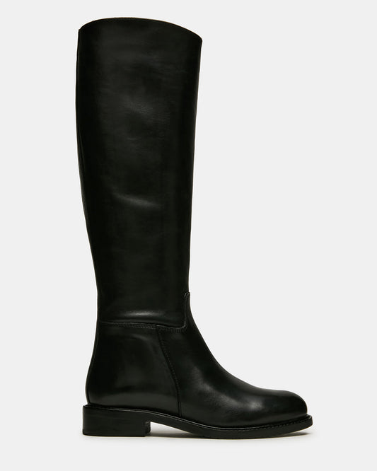 BELMONT Black Leather Knee-High Women's Riding Boot