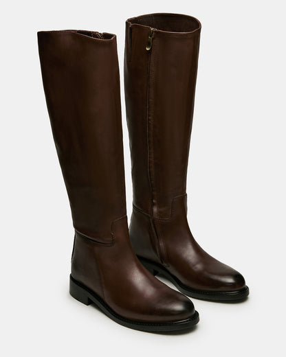 BELMONT Brown Leather Knee-High Women's Riding Boot
