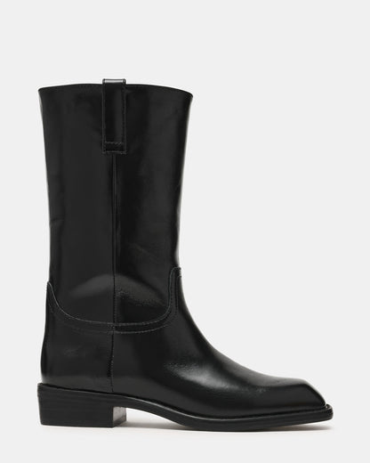 PRIMO Black Leather Square-Toe Women's Boot
