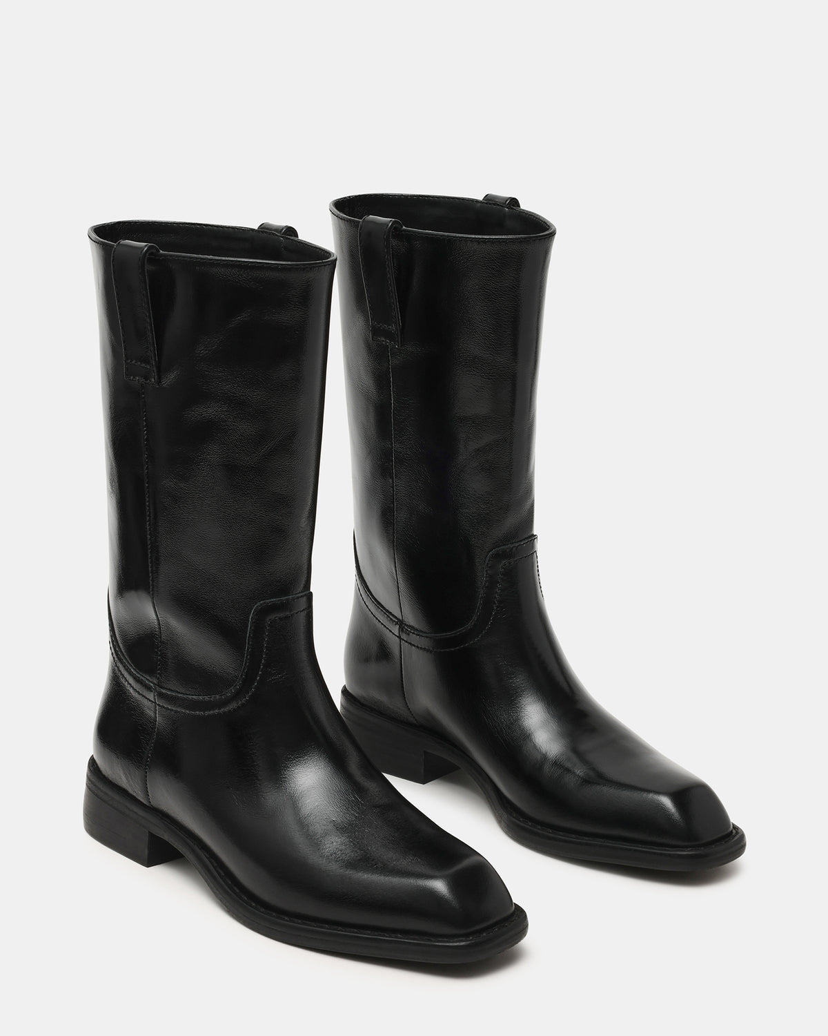 PRIMO Black Leather Square-Toe Women's Boot