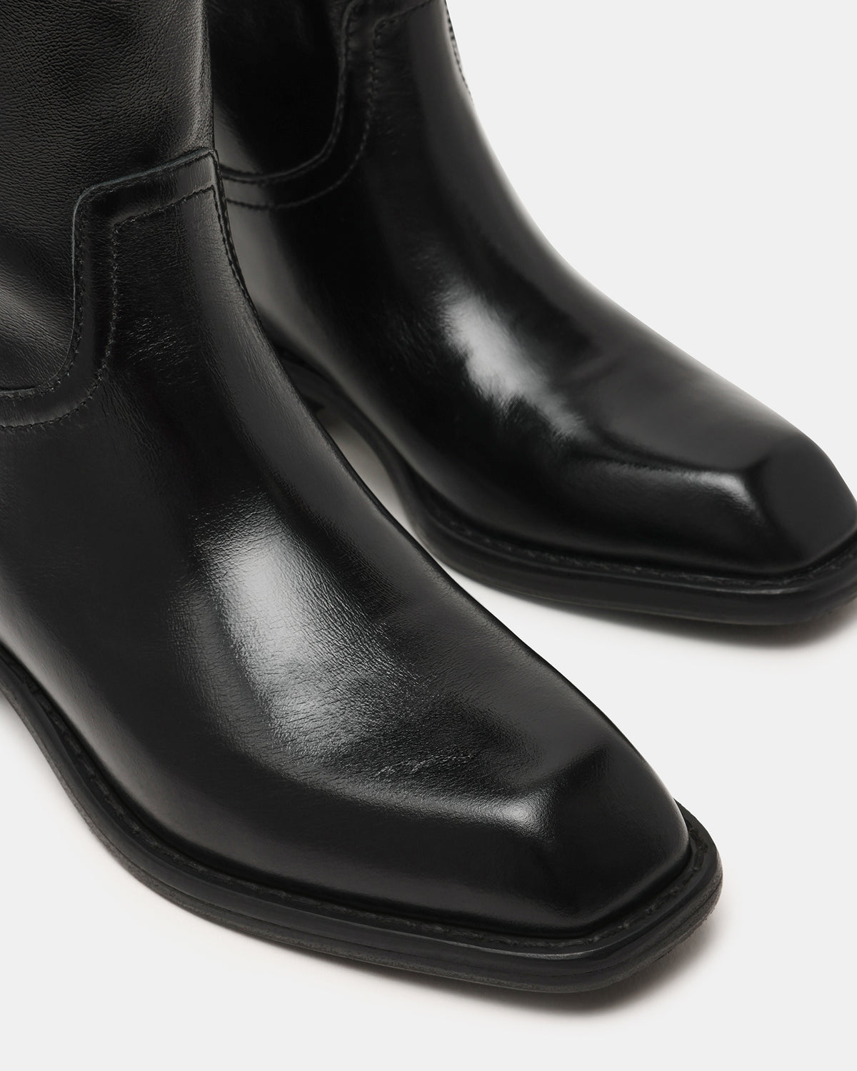 PRIMO Black Leather Square-Toe Women's Boot