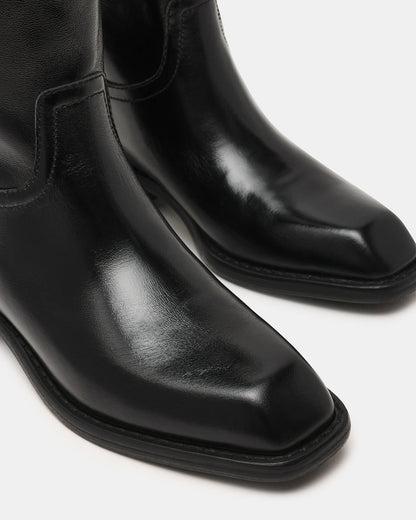 PRIMO Black Leather Square-Toe Women's Boot