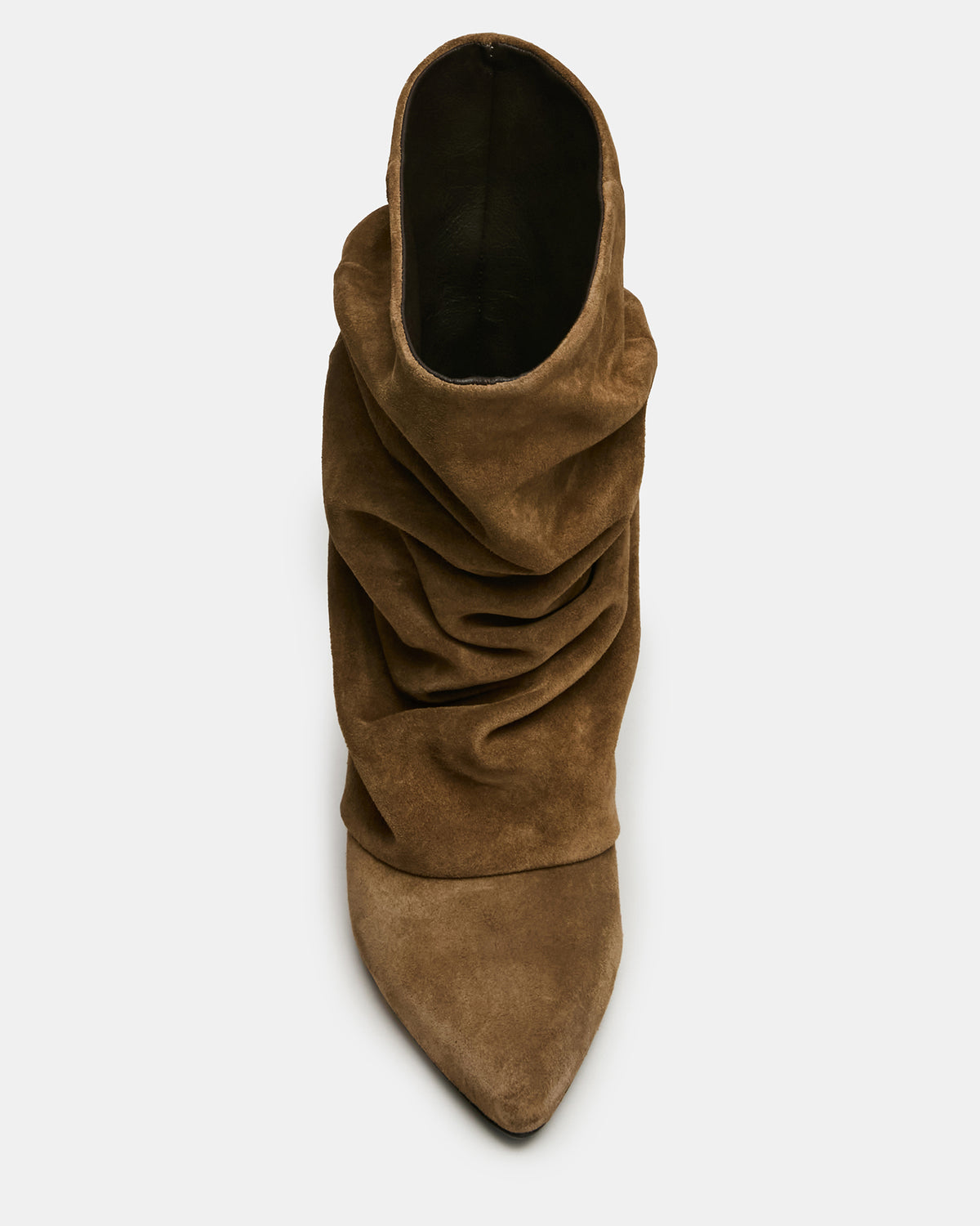 LEXEN Taupe Suede Pointed-Toe Fold-Over Scrunched Women's Ankle Boot
