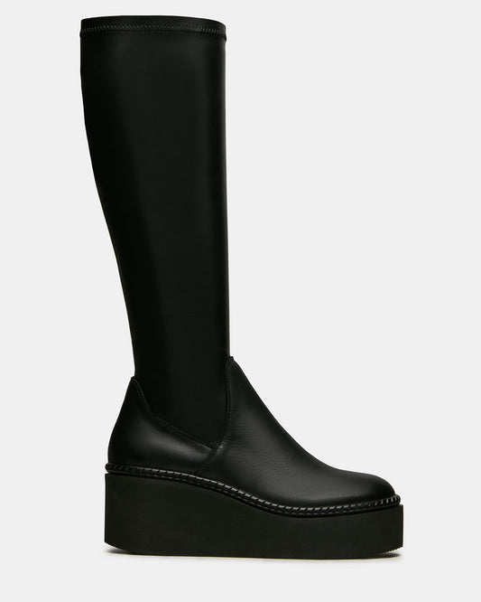 DRACO Black Knee-High Round-Toe Platform Women's Boot
