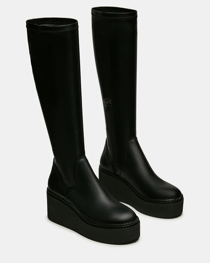 DRACO Black Knee-High Round-Toe Platform Women's Boot