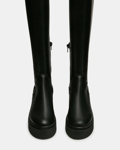 DRACO Black Knee-High Round-Toe Platform Women's Boot