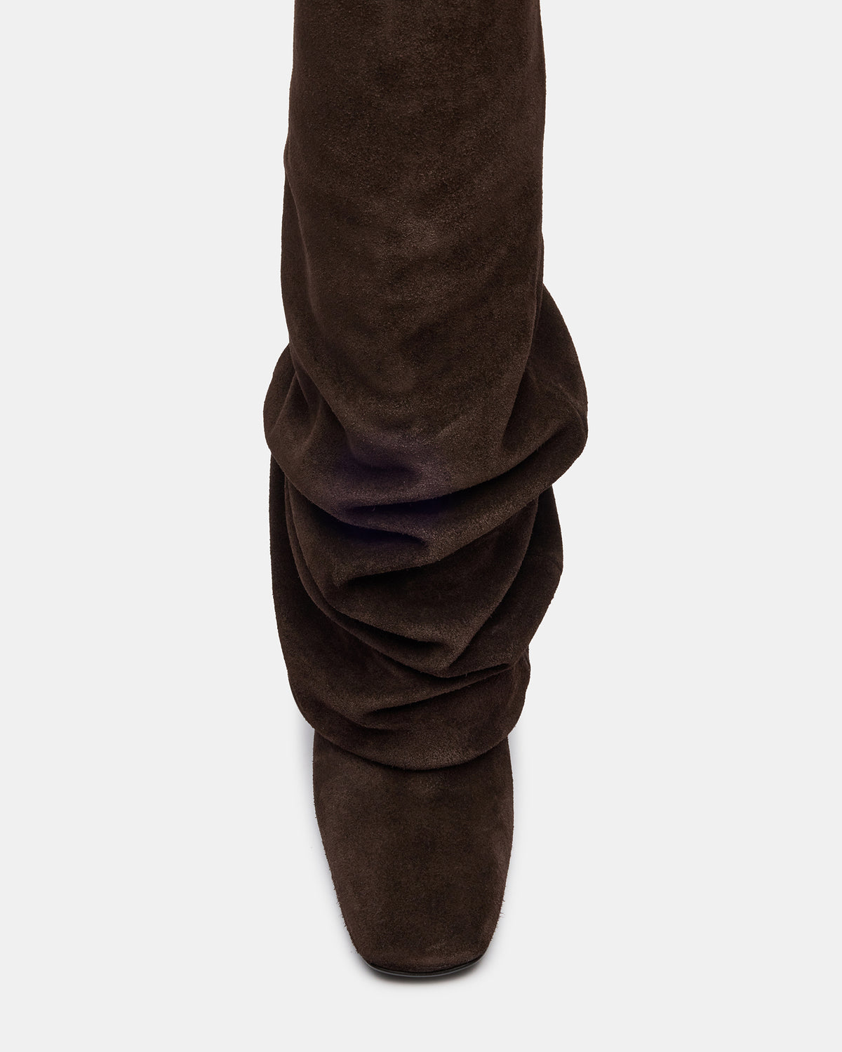 MONTANA Brown Suede Knee-High Square-Toe Wedge Fold-Over Women's Boot