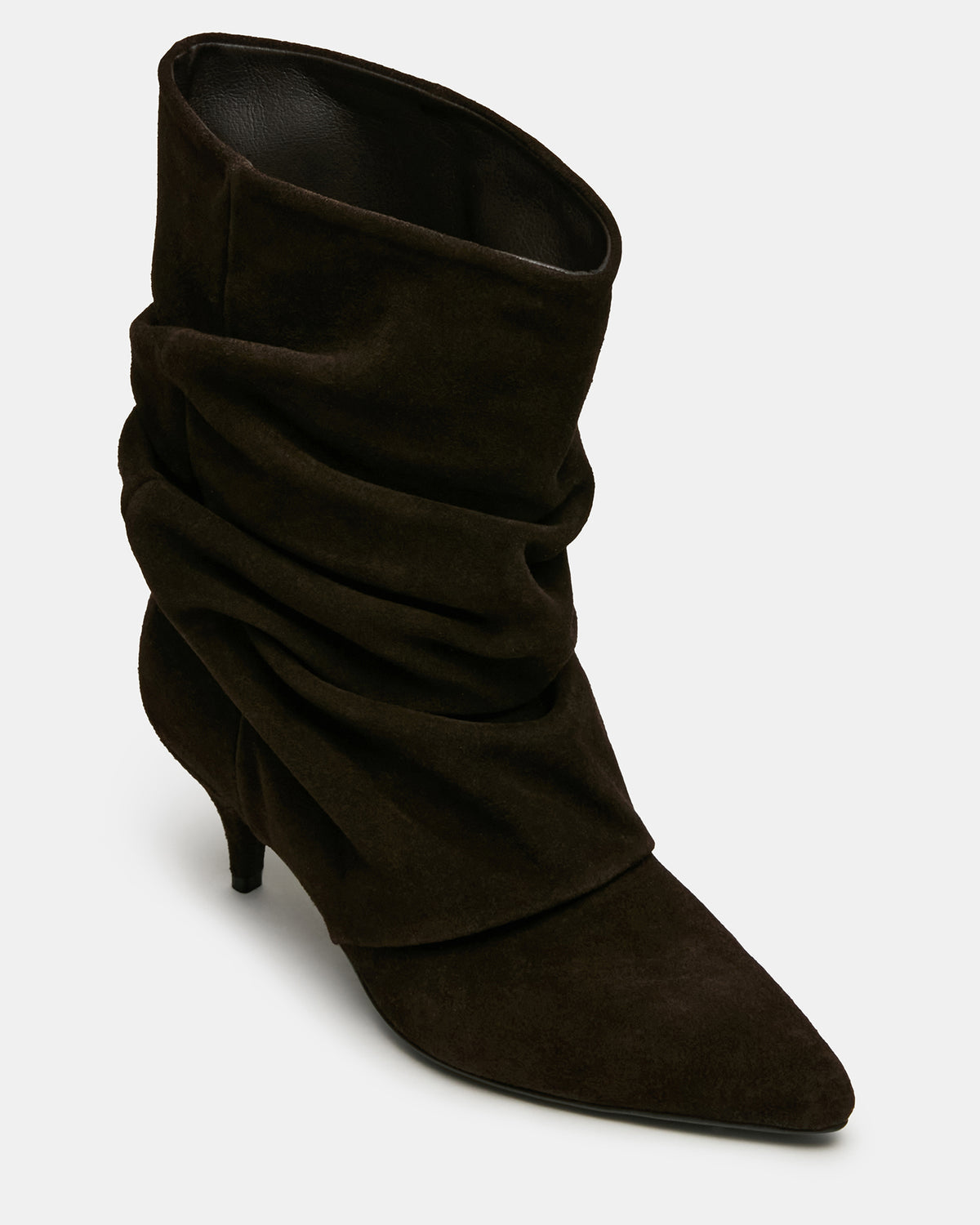 LEXEN Brown Suede Pointed-Toe Fold-Over Scrunched Women's Ankle Boot