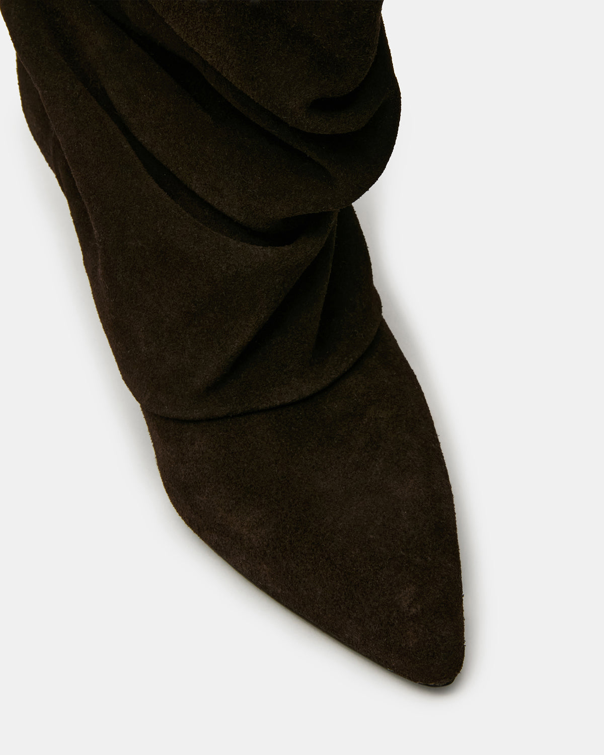 LEXEN Brown Suede Pointed-Toe Fold-Over Scrunched Women's Ankle Boot
