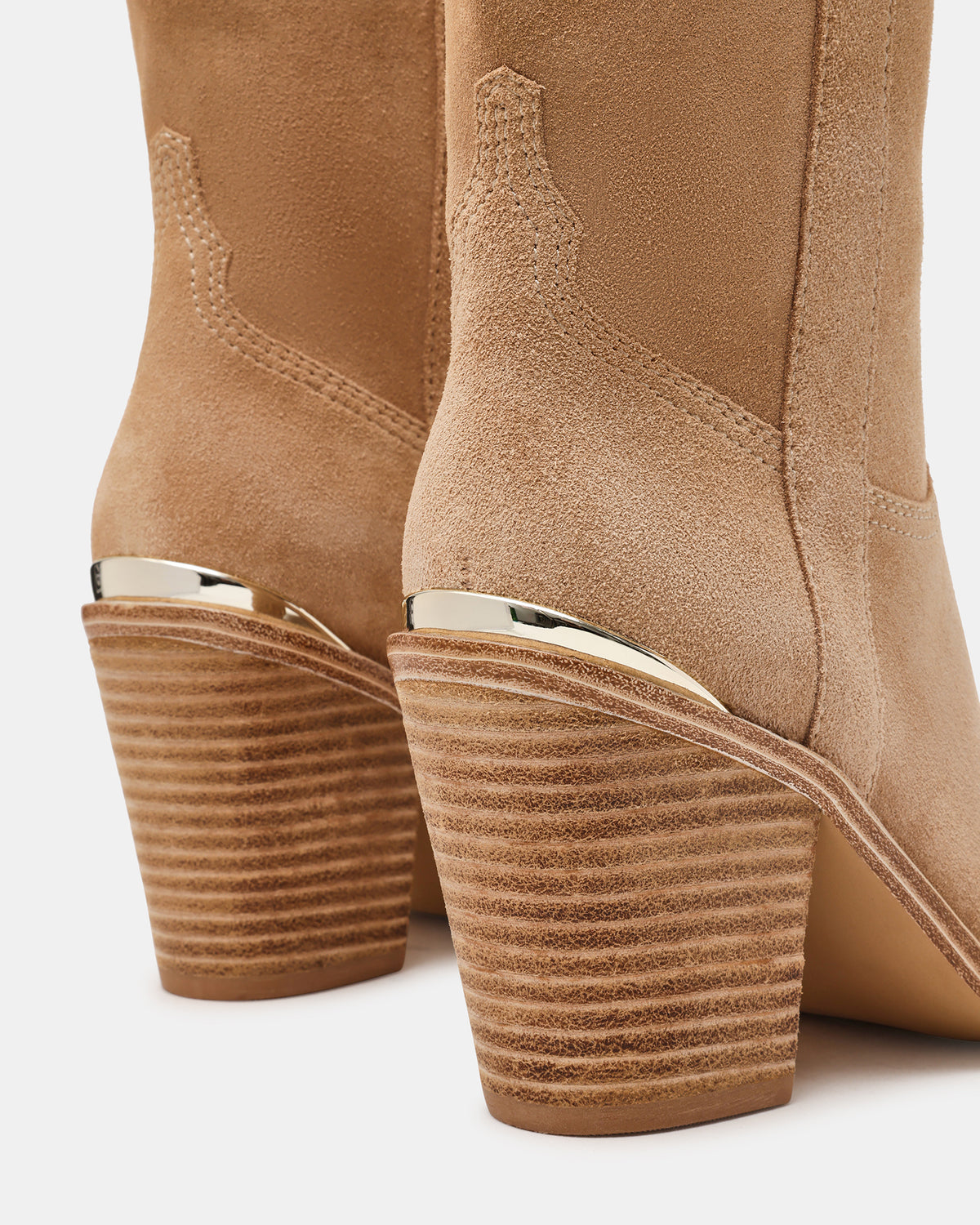 SALLY Sand Suede Pointed-Toe Western Block Heel Women's Boot