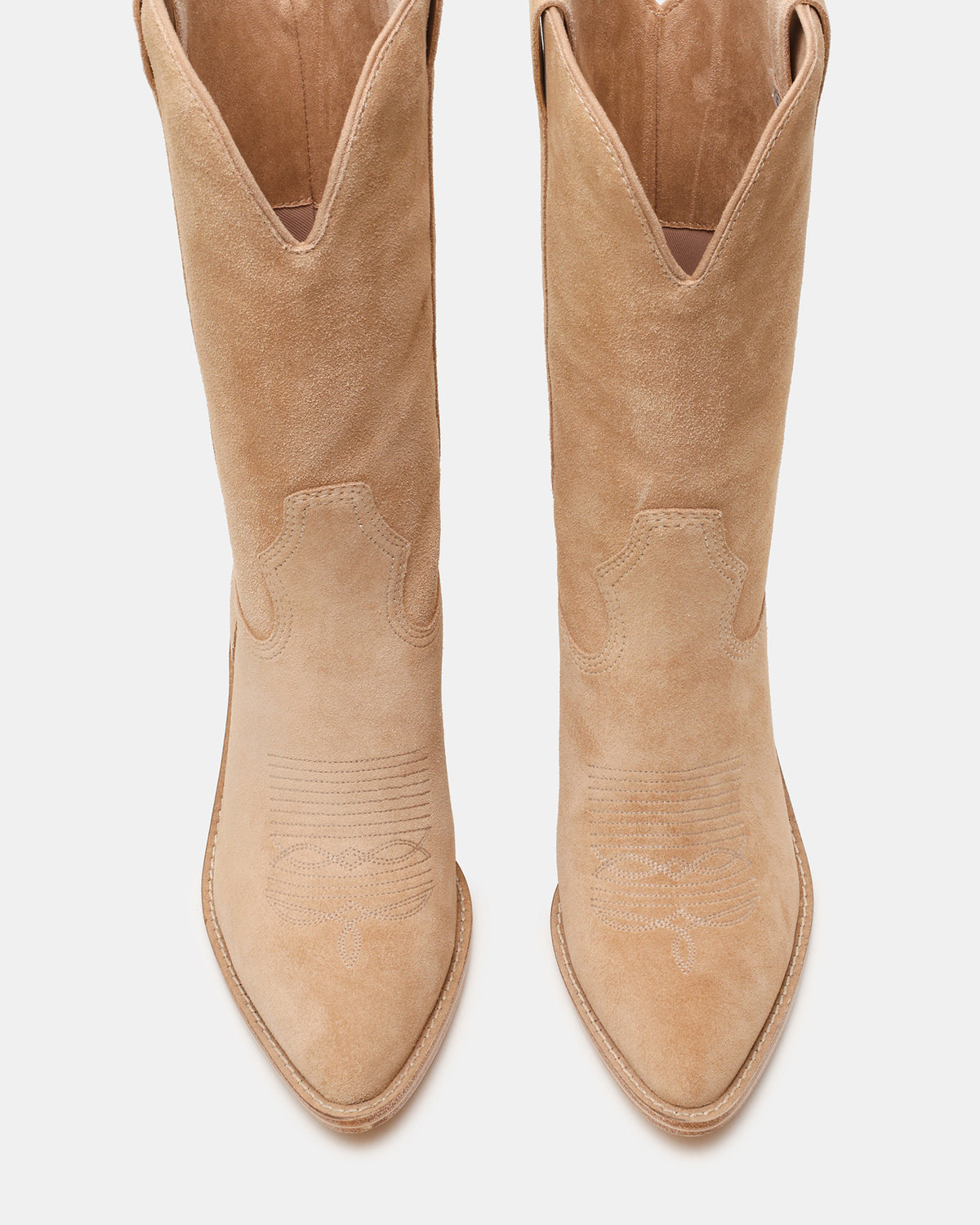 SALLY Sand Suede Pointed-Toe Western Block Heel Women's Boot