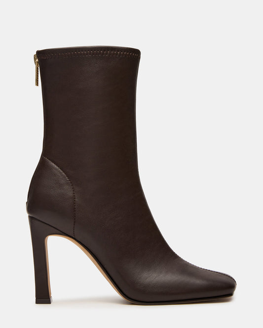 KHELAN Brown Square-Toe Heeled Women's Ankle Boot
