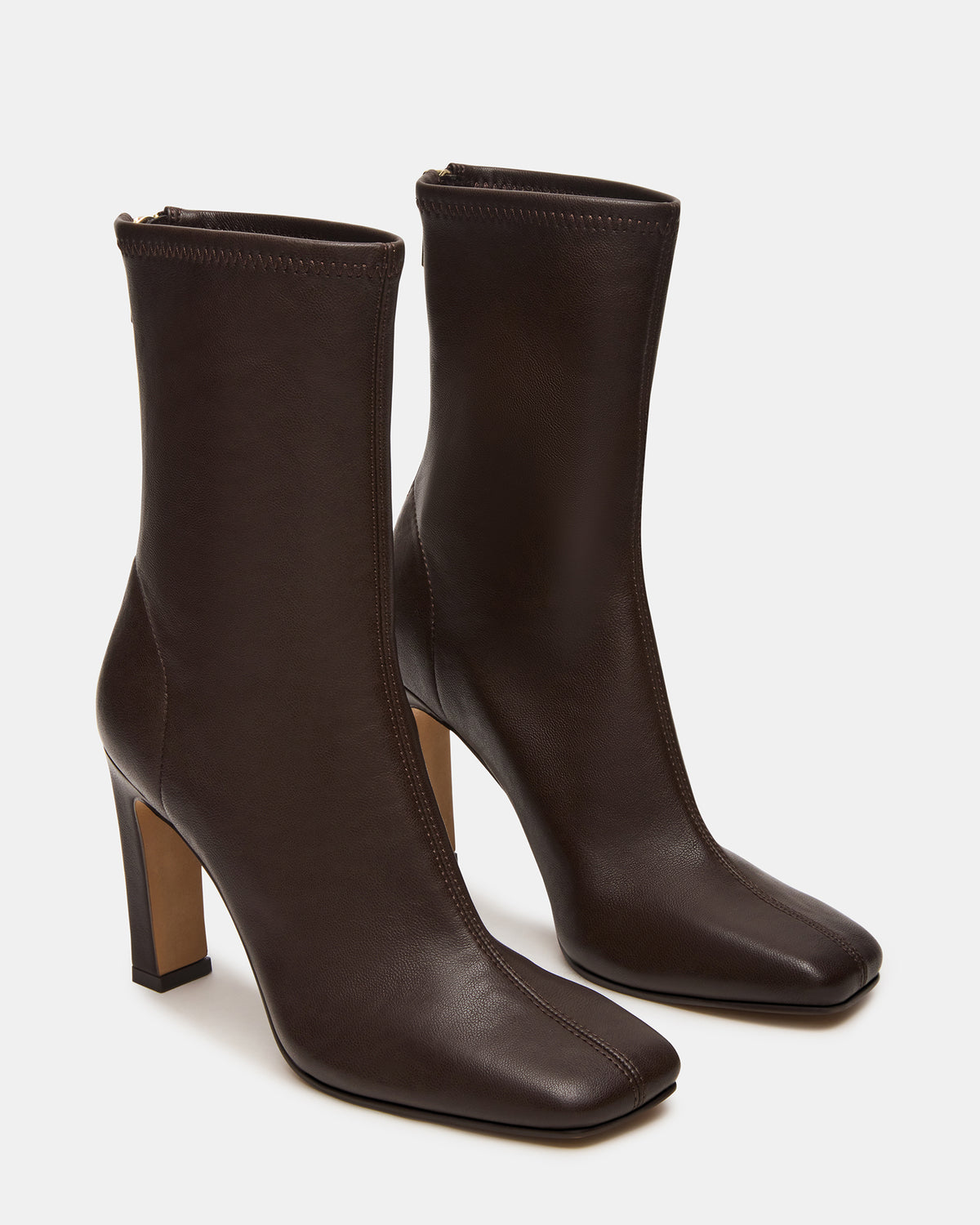 KHELAN Brown Square-Toe Heeled Women's Ankle Boot