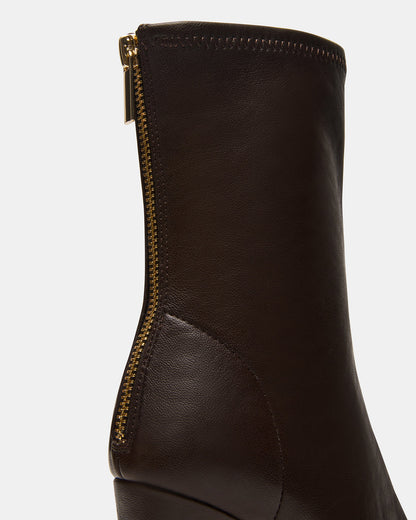 KHELAN Brown Square-Toe Heeled Women's Ankle Boot