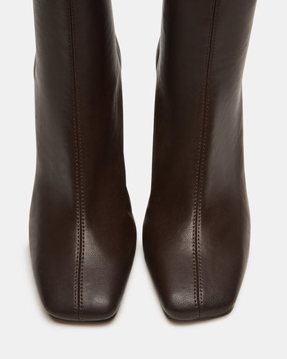 KHELAN Brown Square-Toe Heeled Women's Ankle Boot