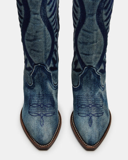 ALBANY Denim Fabric Pointed-Toe Women's Western Boot