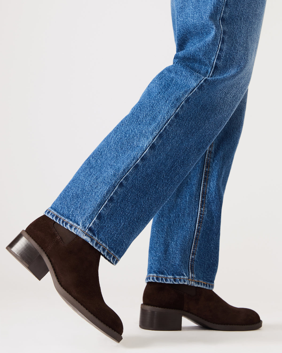 KAPLAN Brown Suede Chelsea Block Heel Women's Ankle Boot