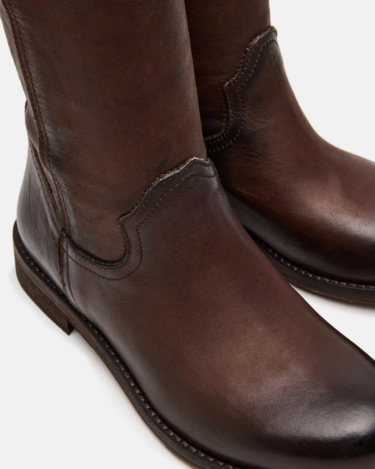 RUBEN Brown Leather Rounded Toe Women's Boot