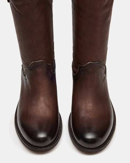 RUBEN Brown Leather Rounded Toe Women's Boot