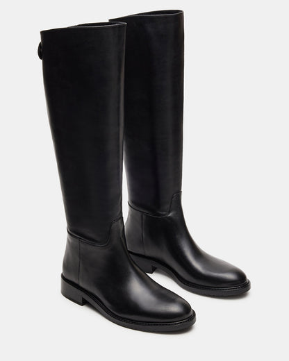 BEREN Black Leather Knee-High Women's Riding Boot