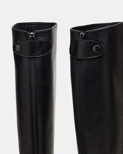 BEREN Black Leather Knee-High Women's Riding Boot