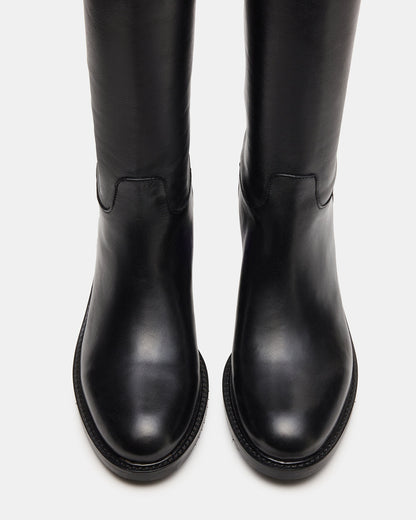 BEREN Black Leather Knee-High Women's Riding Boot