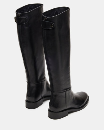 BEREN Black Leather Knee-High Women's Riding Boot
