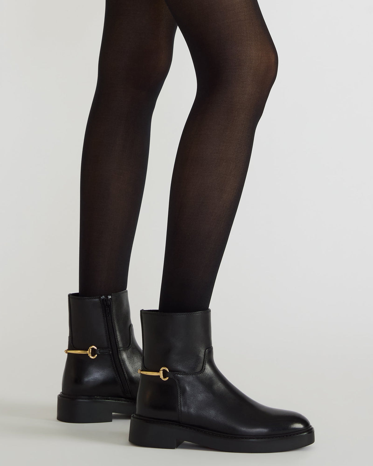 DIABLO Black Leather Women's Ankle Boot