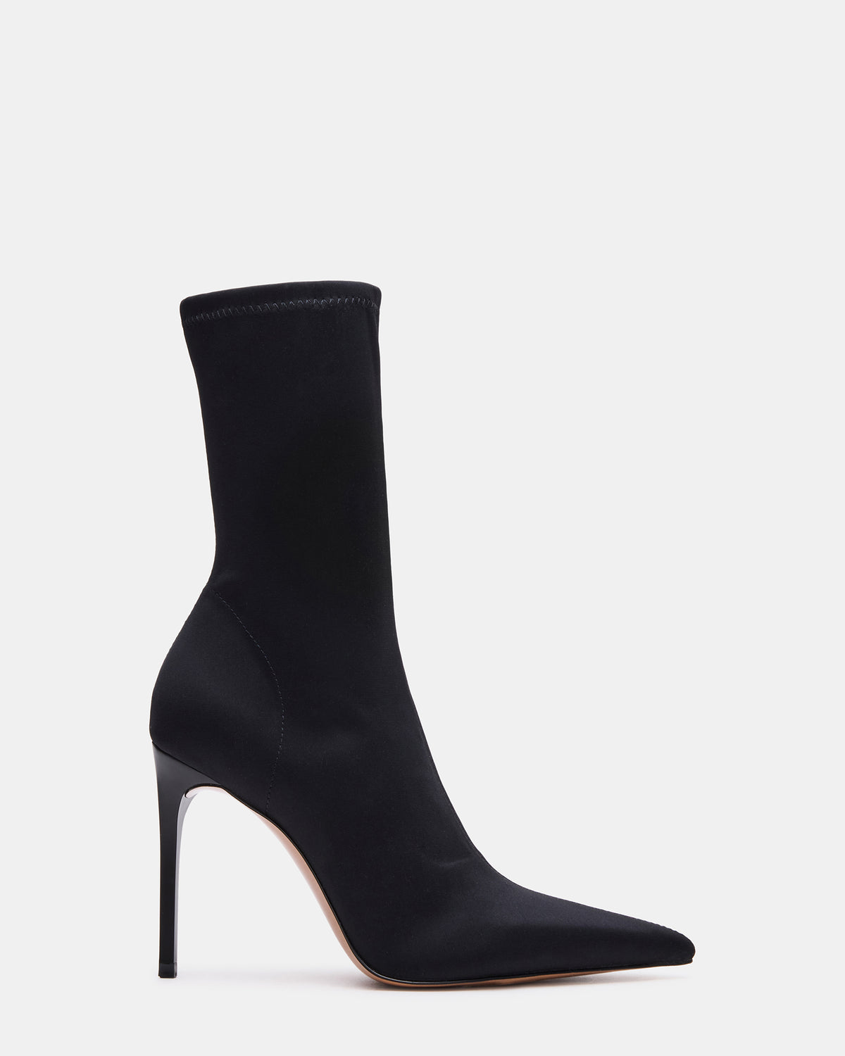 MIDNITE Black Pointed-Toe Stiletto Heel Sock Women's Ankle Boot