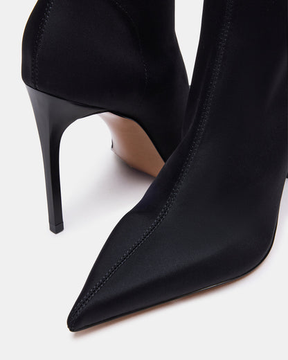 MIDNITE Black Pointed-Toe Stiletto Heel Sock Women's Ankle Boot