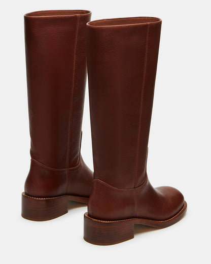 RIGGS Rust Leather Wide Calf Square-Toe Women's Boot