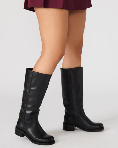 RIGGS Rust Leather Wide Calf Square-Toe Women's Boot