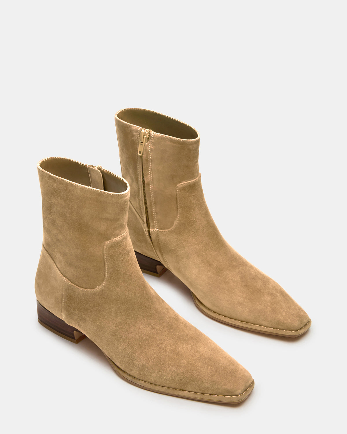 DEFINE Taupe Suede Square-Toe Women's Ankle Boot