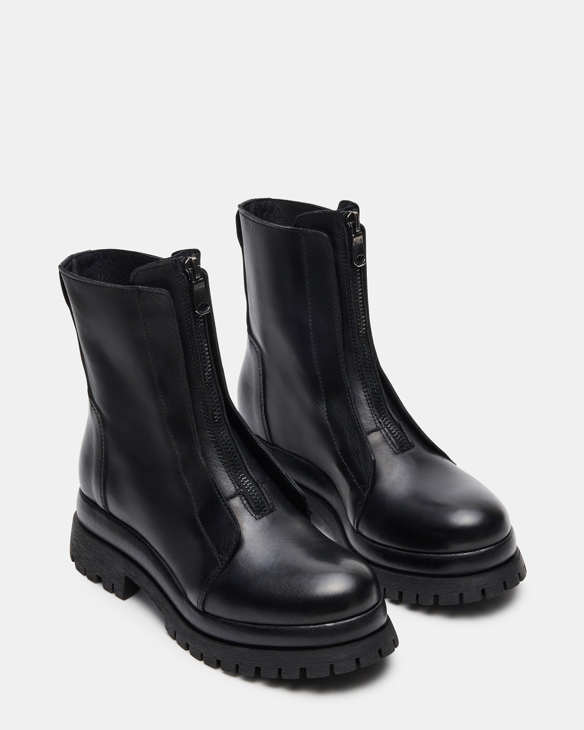 MILTON Black Leather Moto Women's Ankle Boot