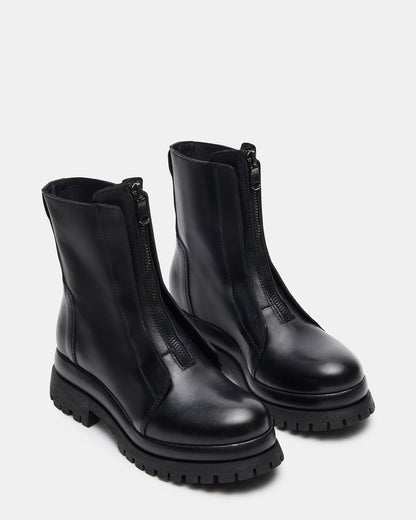 MILTON Black Leather Moto Women's Ankle Boot
