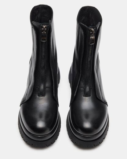 MILTON Black Leather Moto Women's Ankle Boot