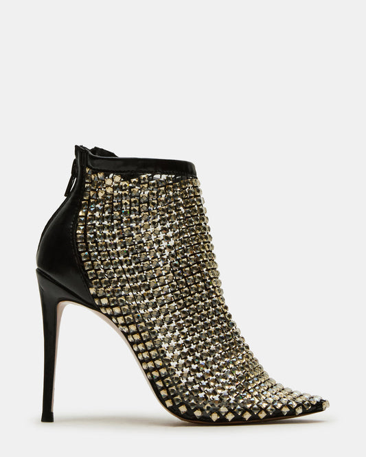 DANCIN Gold Multi Stiletto Heeled Mesh Rhinestone Women's Ankle Boot