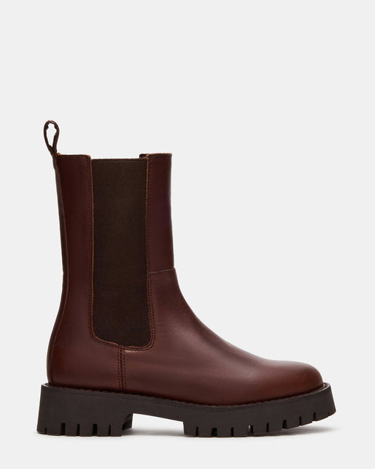 LOWA Brown Leather Lug Chelsea Platform Women's Ankle Boot