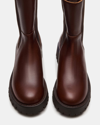 LOWA Brown Leather Lug Chelsea Platform Women's Ankle Boot