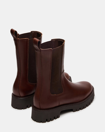 LOWA Brown Leather Lug Chelsea Platform Women's Ankle Boot