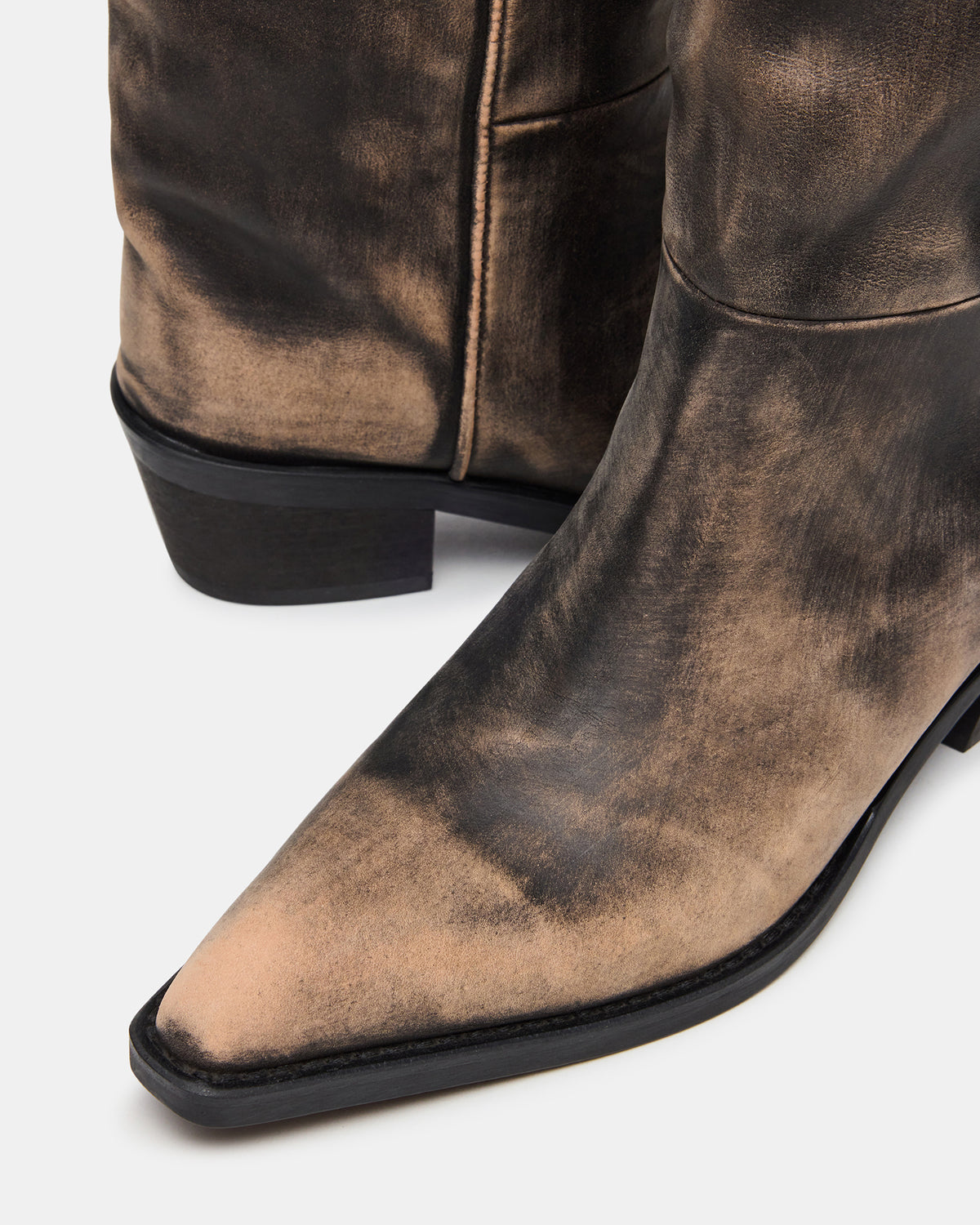 RAPTOR Black Distressed Pointed-Toe Block Heel Western Women's Boot