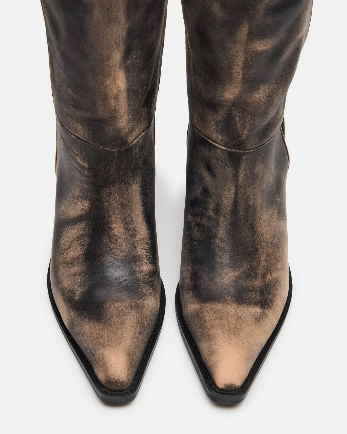 RAPTOR Black Distressed Pointed-Toe Block Heel Western Women's Boot