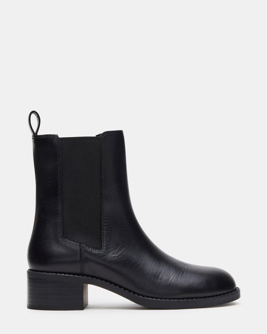 KAPLAN Black Leather Chelsea Block Heel Women's Ankle Boot