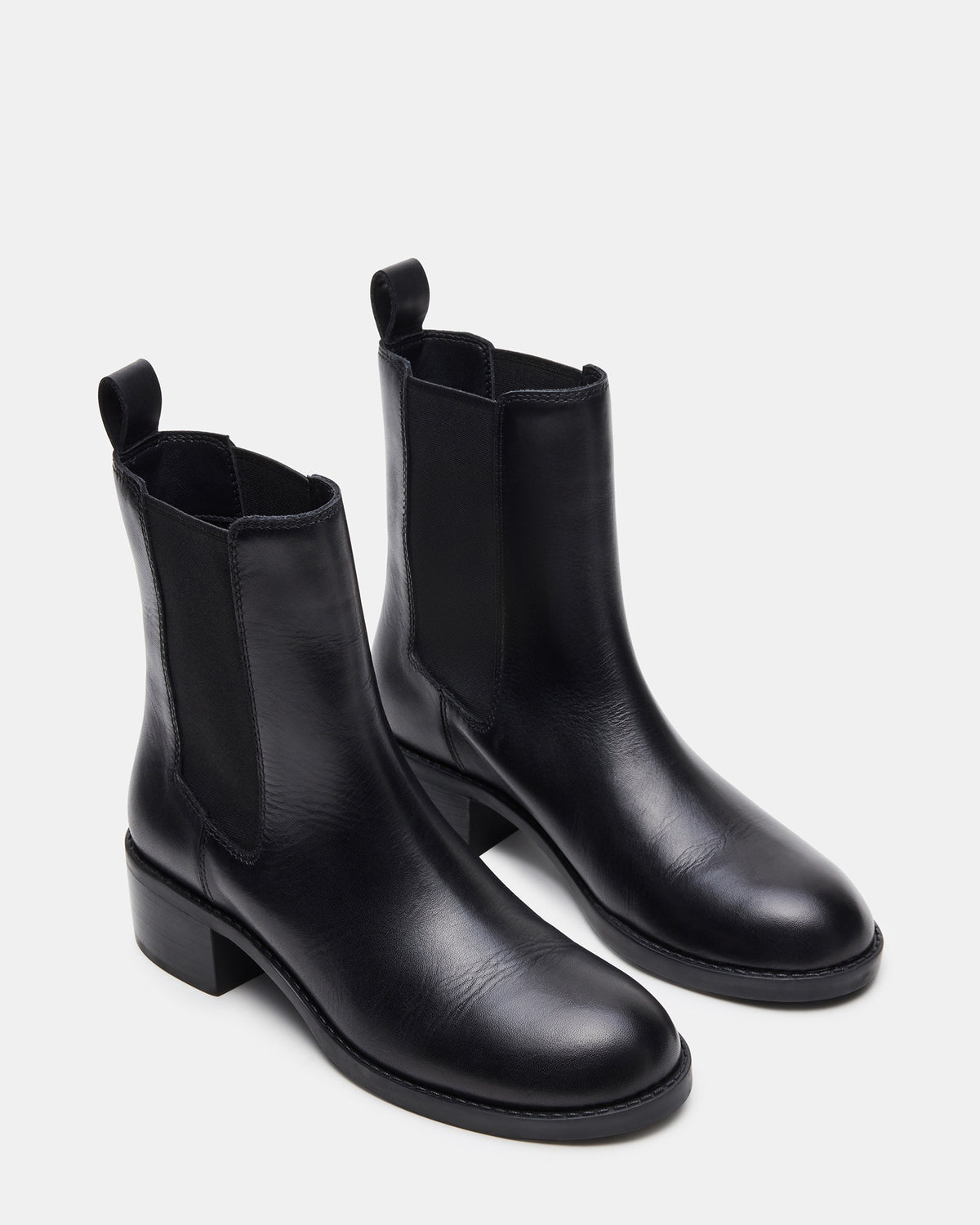 KAPLAN Black Leather Chelsea Block Heel Women's Ankle Boot